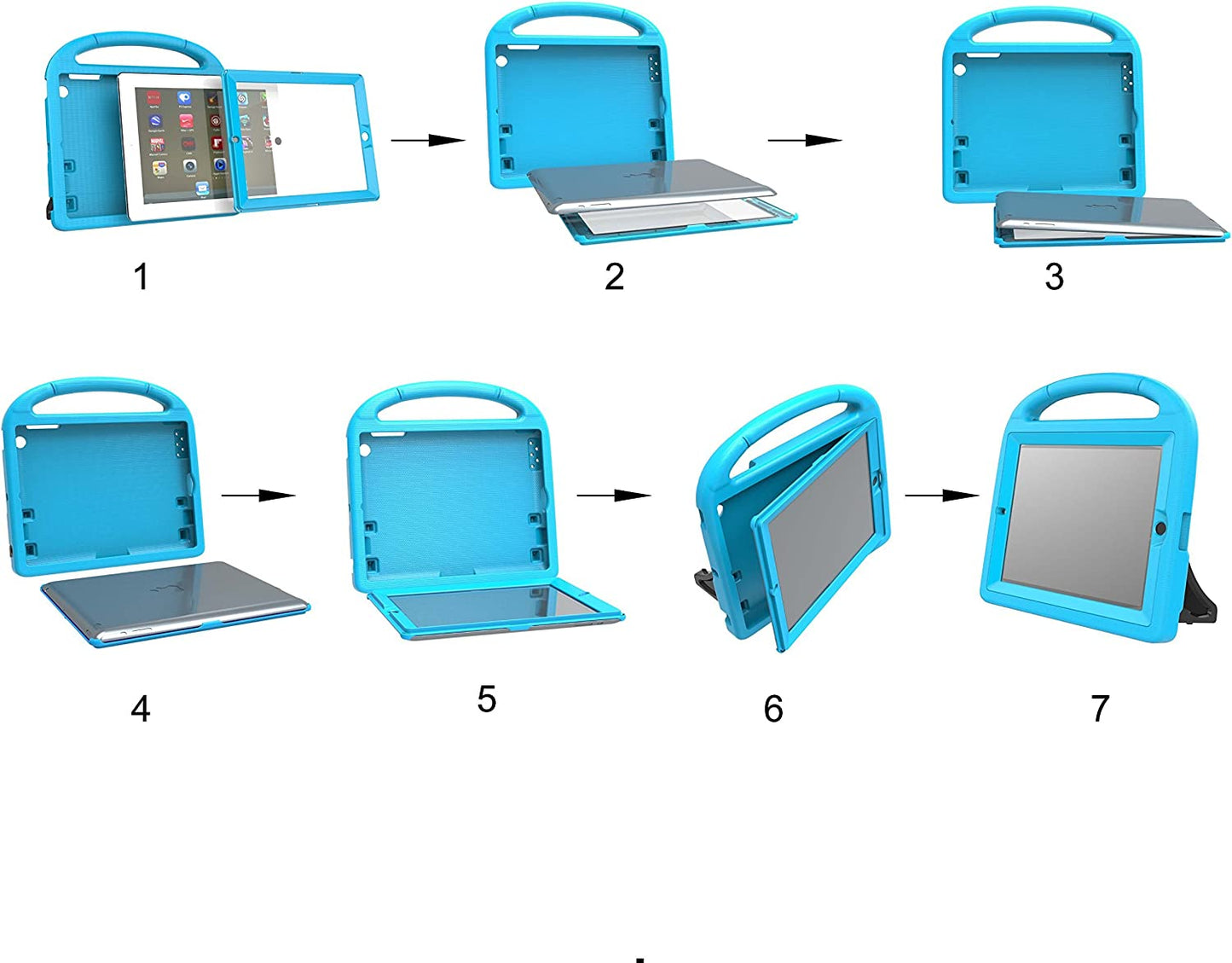 Ipad 2 3 4 Generation Kids Case(Old Model)- Built-In Screen Protector, Shockproof Handle Stand Kids Friendly Compatible with Ipad 2Nd 3Rd 4Th Generation (Blue)